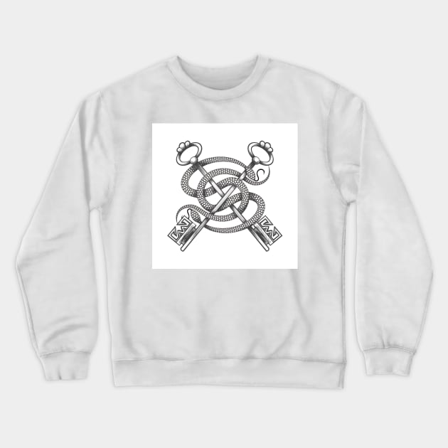 Snakes Wraps Around Vintage Keys Crewneck Sweatshirt by devaleta